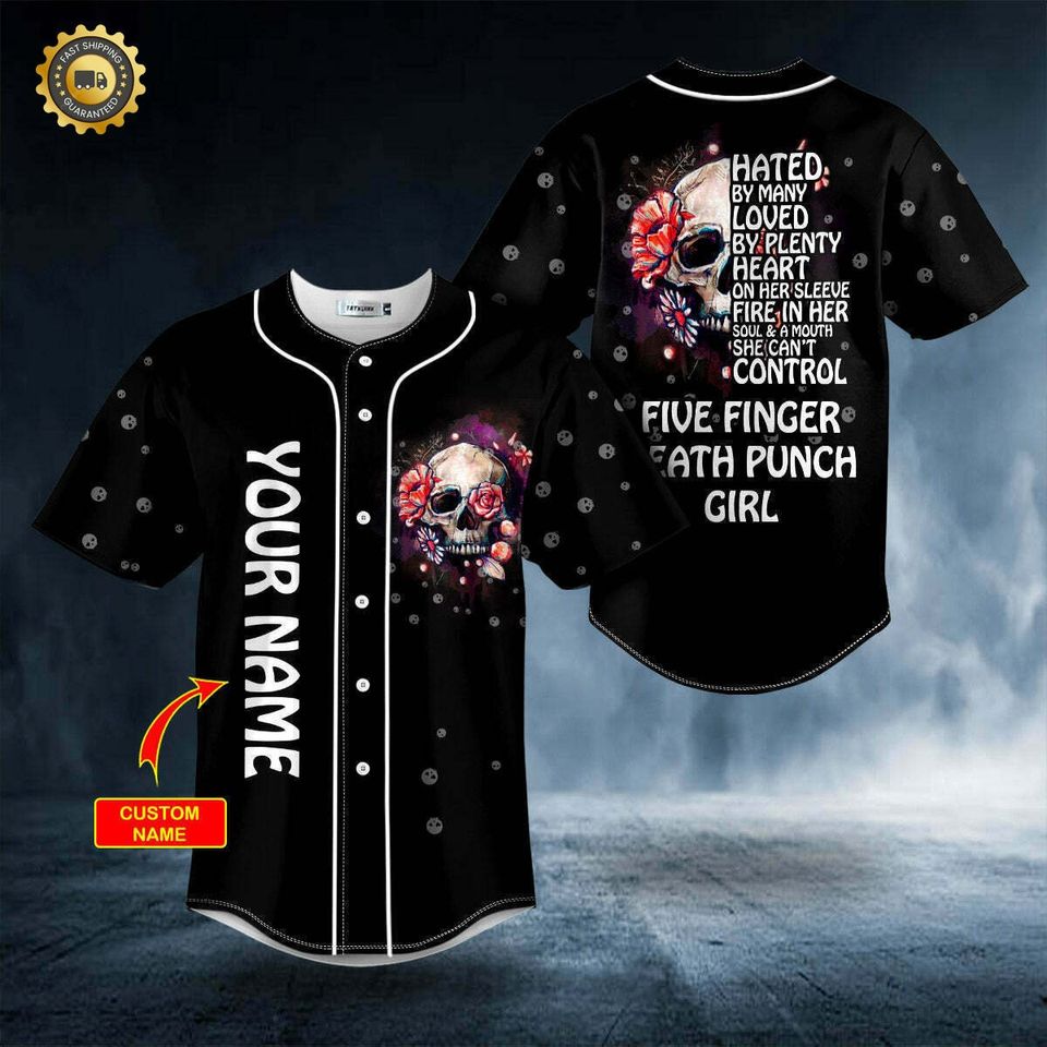 Five Finger Death Punch Girl Skull Personalized 3D  Baseball Jersey Shirt