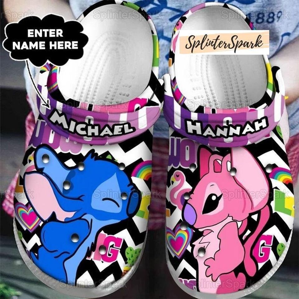 Personalized Stitch And Angels Clogs, Cute Stitch And Angel Clogs, Custom Stitch, Stitch Clogs