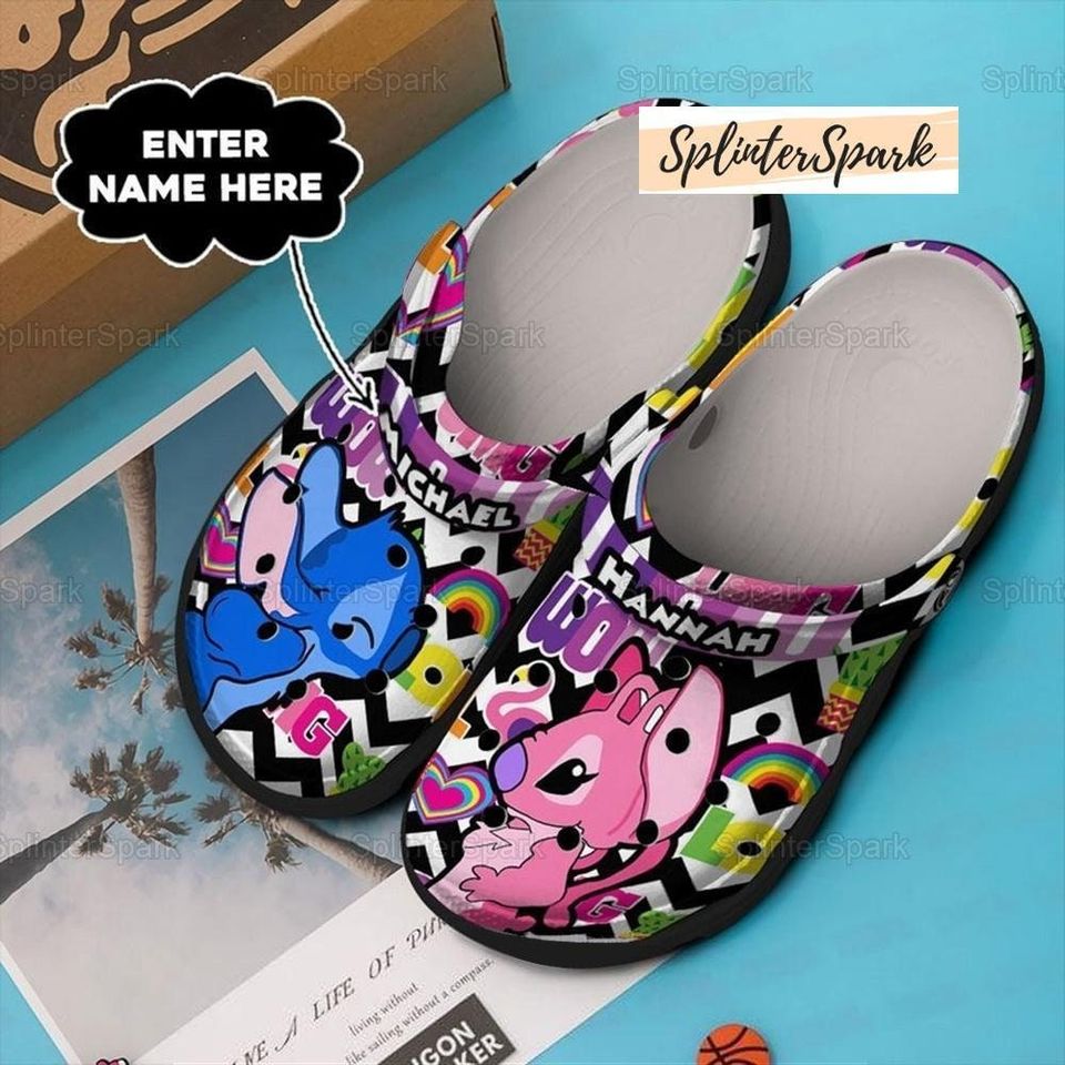Personalized Stitch And Angels Clogs, Cute Stitch And Angel Clogs, Custom Stitch, Stitch Clogs