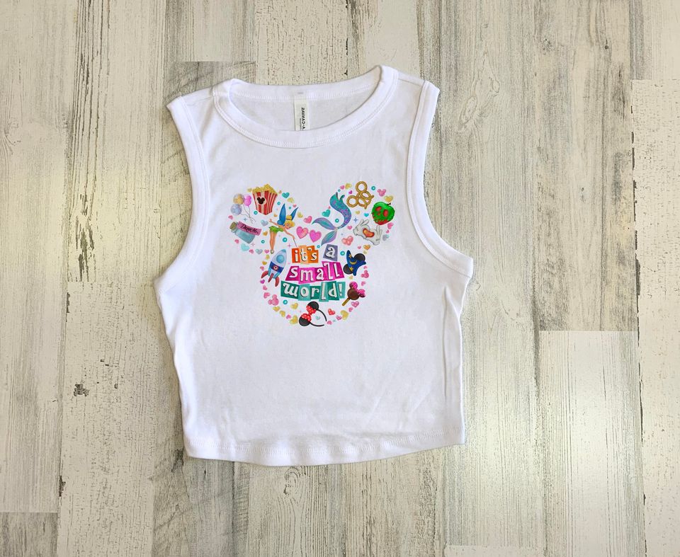 Small World Crop Tank, It's a Small World Colorful Crop