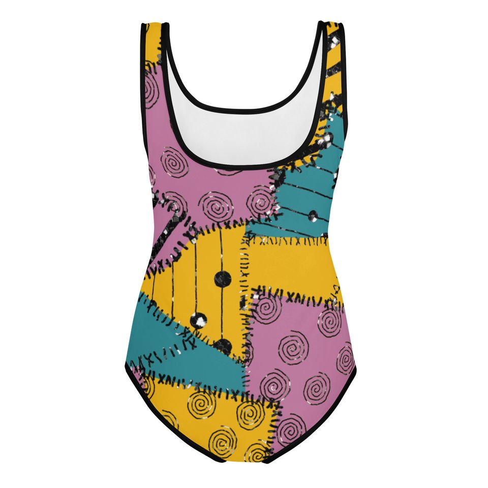 Patchwork Inspired All-Over Print Youth Swimsuit