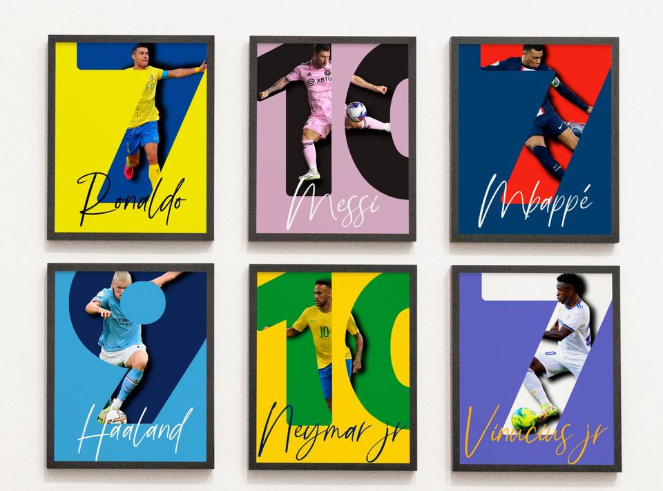 Messi Neymar Mbappe Ronaldo Vinicius Haaland Poster