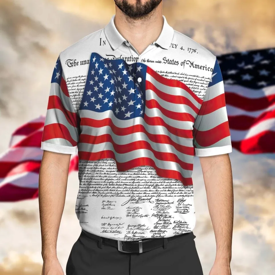Peace And Love Shirt America Independence Day 4th Of July 3D Polo Shirt