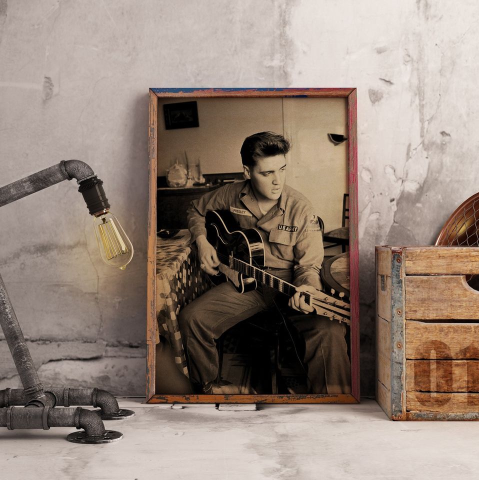 Elvis Presley Poster, Retro Music Legend Wall Art, Kraft Paper