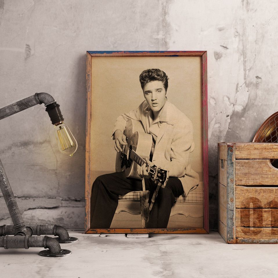Elvis Presley Poster, Retro Music Legend Wall Art, Kraft Paper