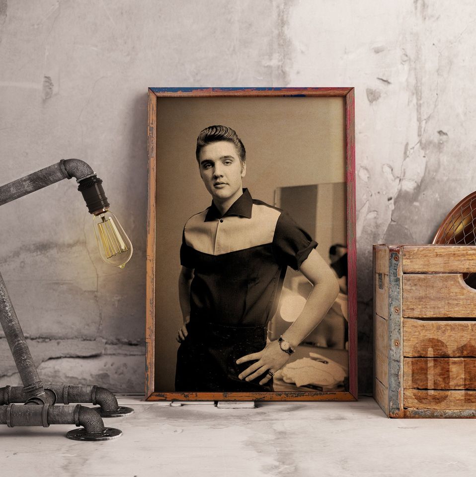 Elvis Presley Poster, Retro Music Legend Wall Art, Kraft Paper