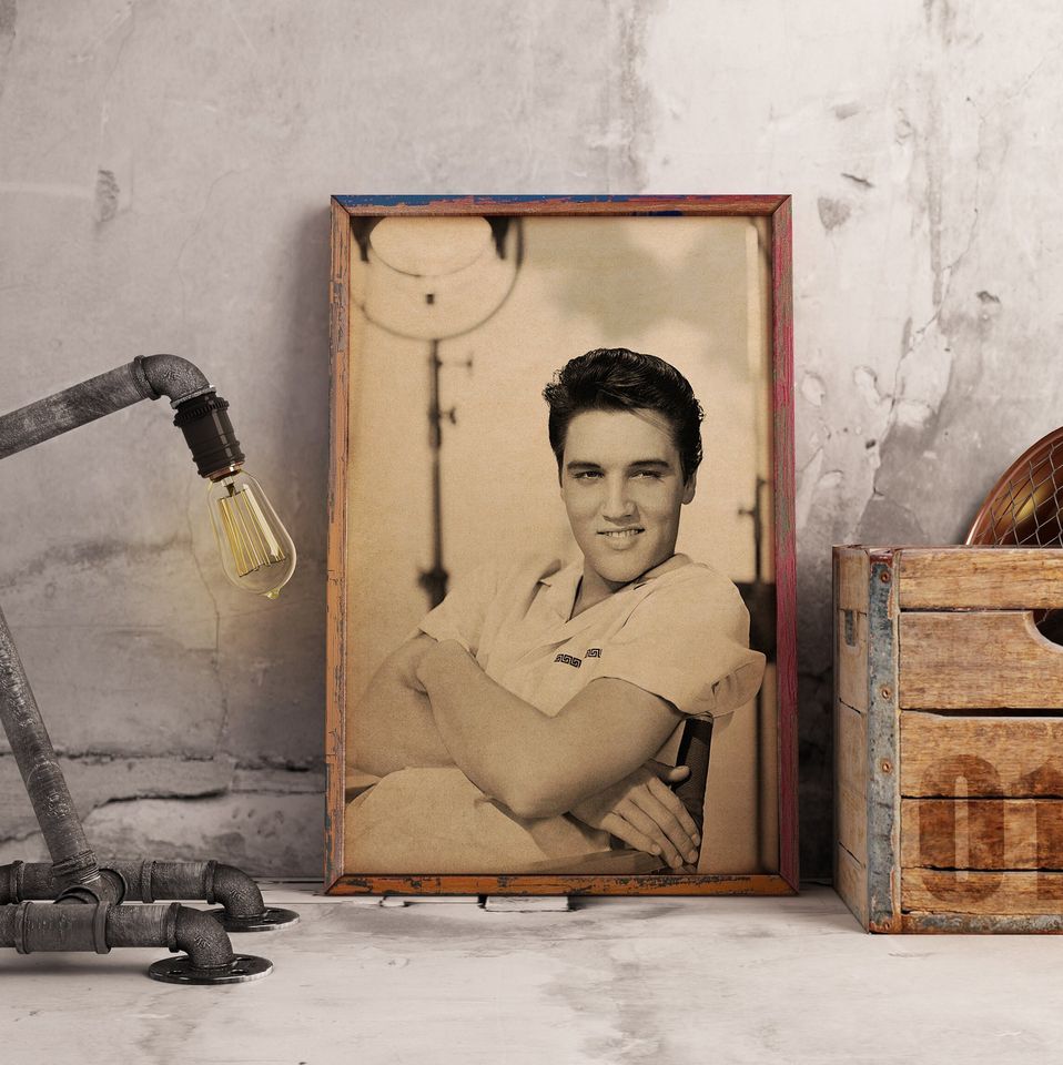 Elvis Presley Poster, Retro Music Legend Wall Art, Kraft Paper
