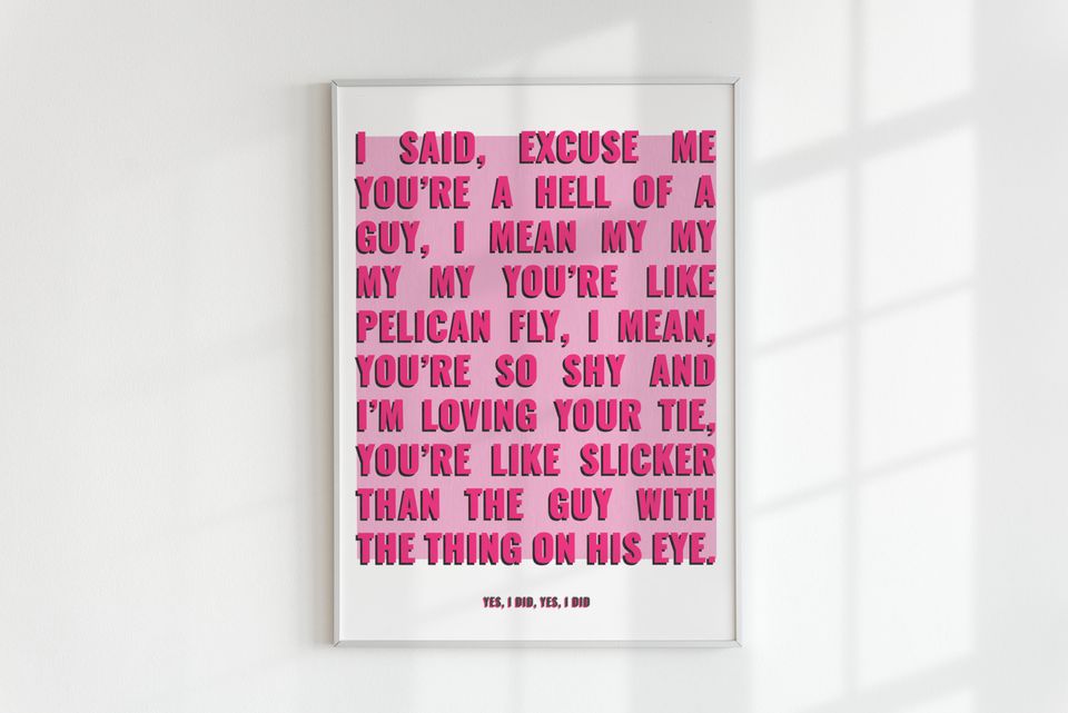 Nicki Minaj Super Bass Lyrics Poster | Pink Wall Decor