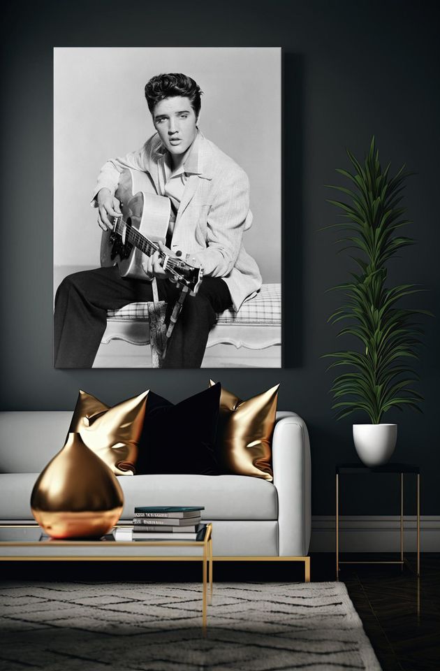 Elvis Presley Playing Acoustic Guitar  Canvas Wall Art Print