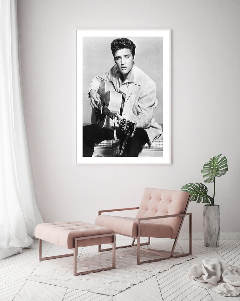 Vintage Elvis Presley Poster, Black and White Photography