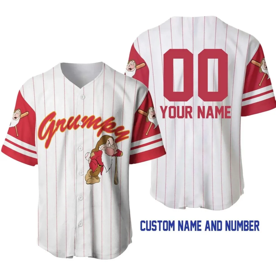 Personalized Grumpy Snow White and the Seven Dwarfs Baseball Jersey Shirt