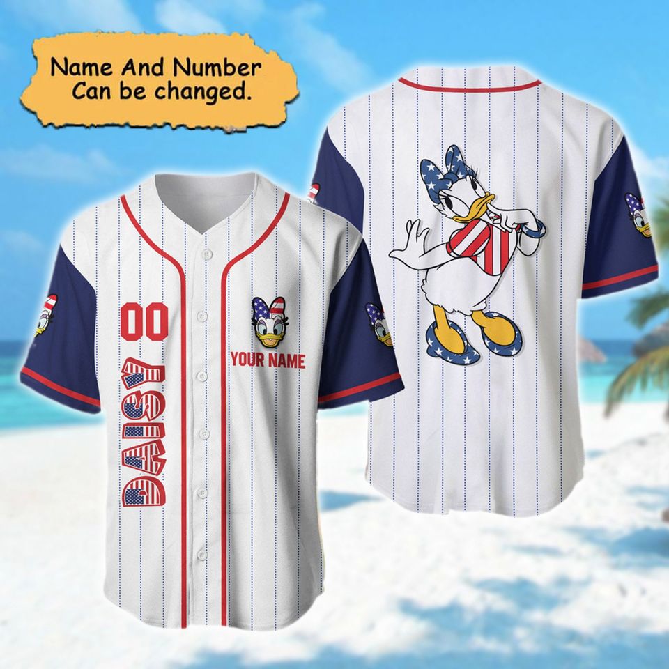Personalized Duck Baseball Jersey Shirt, Cartoon Custom 4th July Jersey