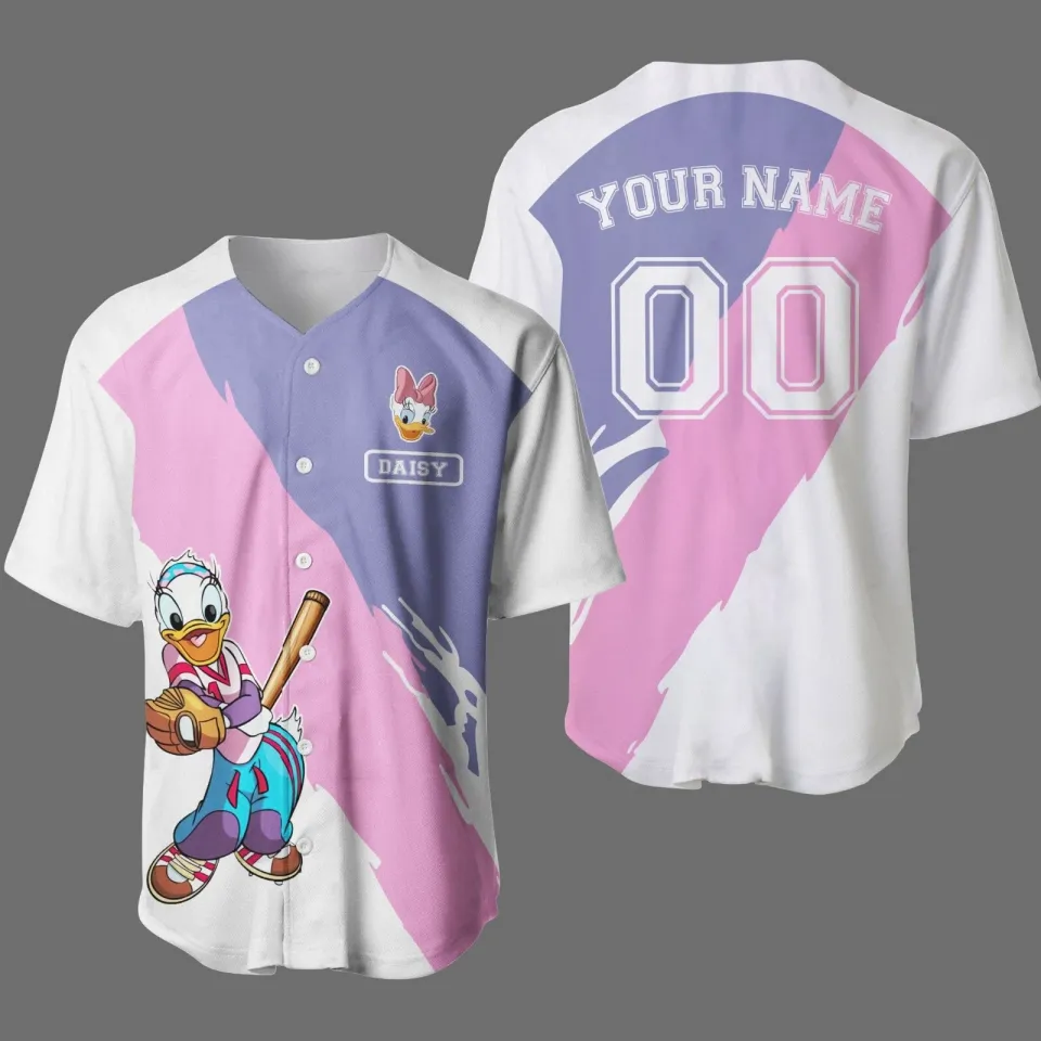 Personalized Daisy Duck Baseball Jersey Button Down Shirt
