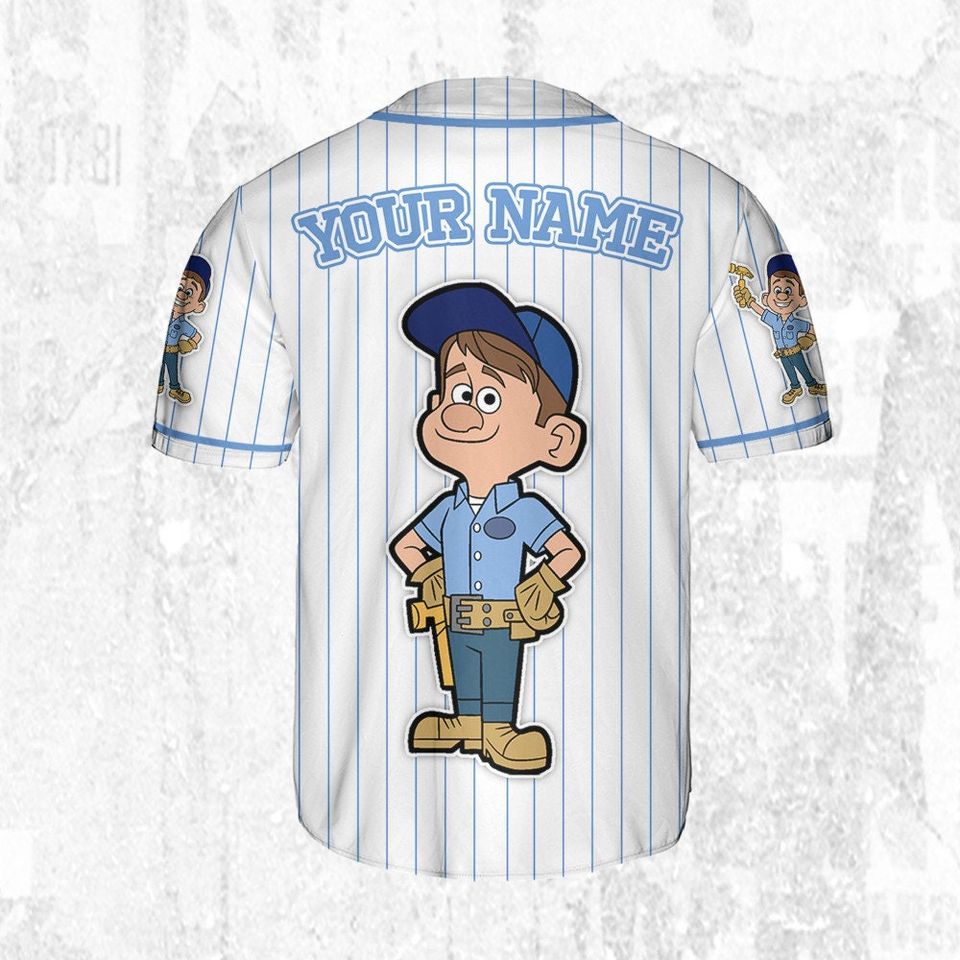 Personalized Disney Wreck it Ralph Felix Simple Stripe Baseball Jersey