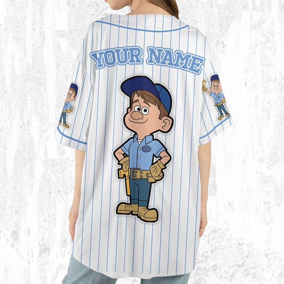 Personalized Disney Wreck it Ralph Felix Simple Stripe Baseball Jersey