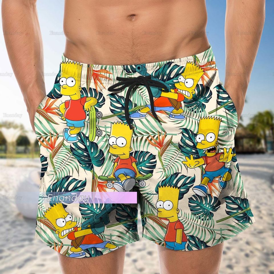 Bart Simpson Button Shirt, Bart Simpson Shorts, Bart Simpson Hawaiian Shirt