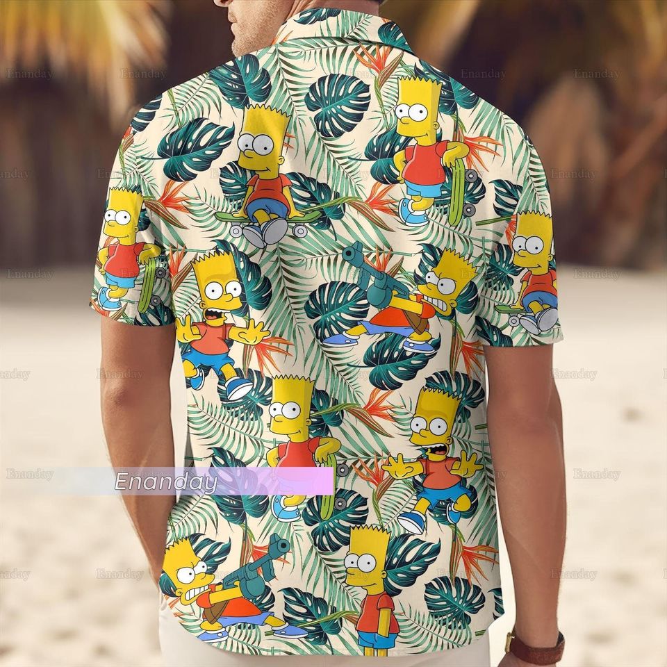 Bart Simpson Button Shirt, Bart Simpson Shorts, Bart Simpson Hawaiian Shirt
