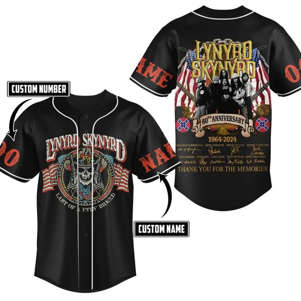 Personalized Lynyrd Skynyrd 60th Anniversary Baseball Jersey Shirts Gift For Fan