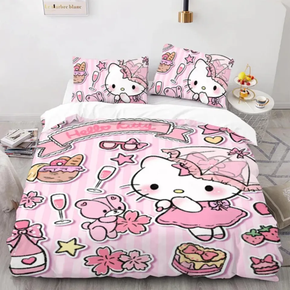 Sanrio hellokitty Duvet Cover Pillowcase Hello Kitty Kuromi Bedding Pillow Case