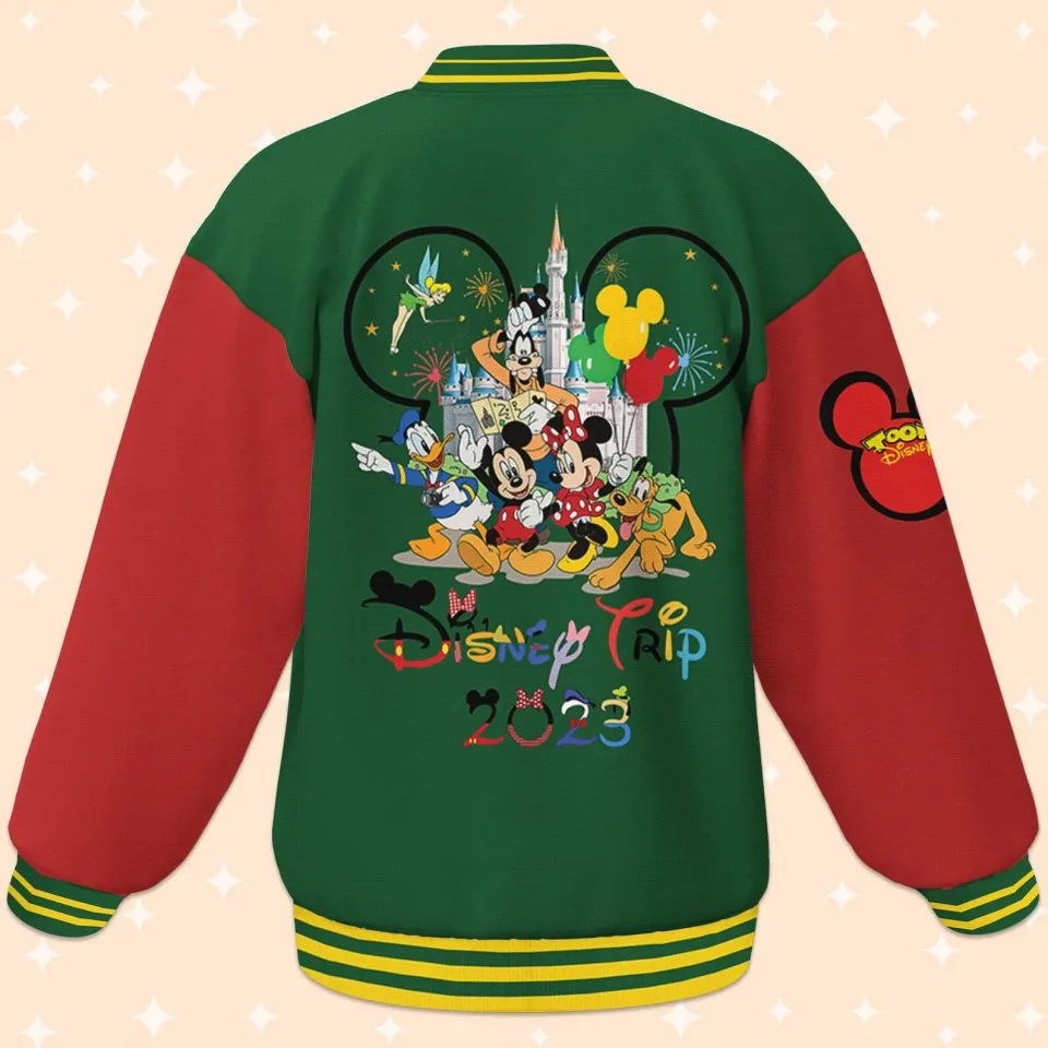 Personalize Disney Trip Mickey Mouse Head, Custom Disney Baseball Jacket