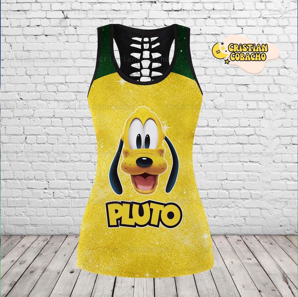 Pluto Leggings And Hollow Tank Top, Disney Pluto Tank Top For Women