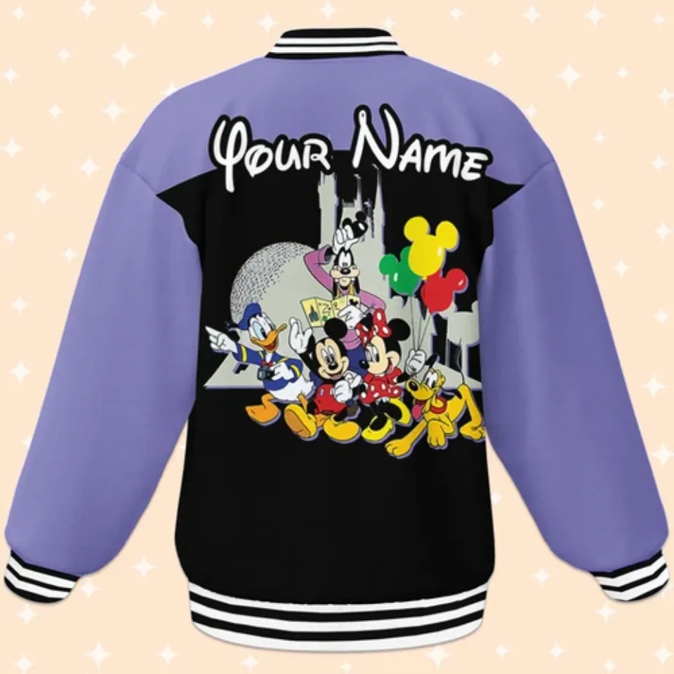 Custom Disney Trip Purple Baseball sity Jacket, Adult Varsity Jacket, Personalized
