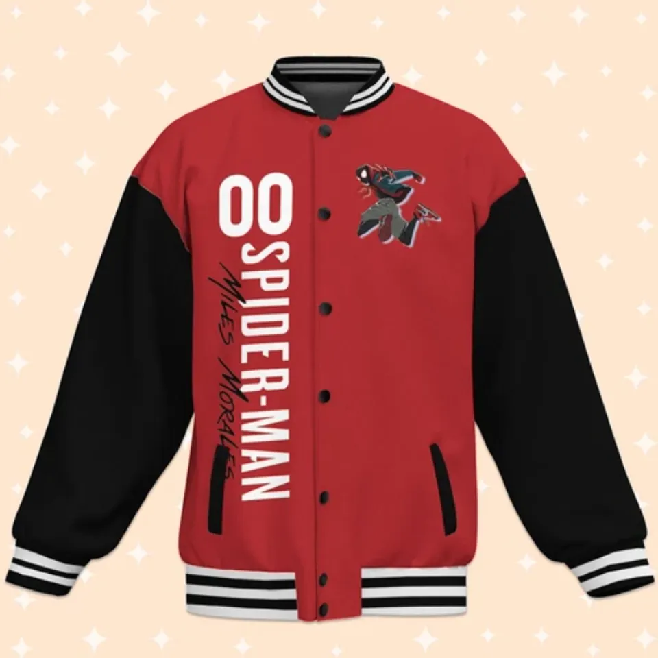 Custom Spiderman Miles Morales Red Baseball Jacket, Baseball Outfit