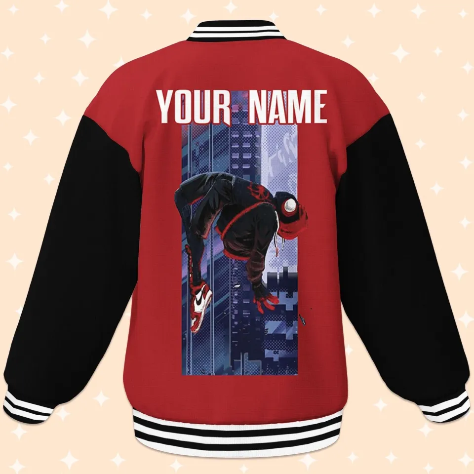Custom Spiderman Miles Morales Red Baseball Jacket, Baseball Outfit