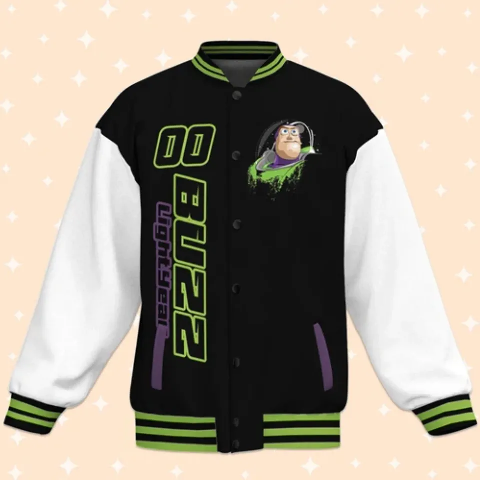 Custom Toy Story Buzz Lightyear Black Baseball Jacket, Adult Varsity Jacket