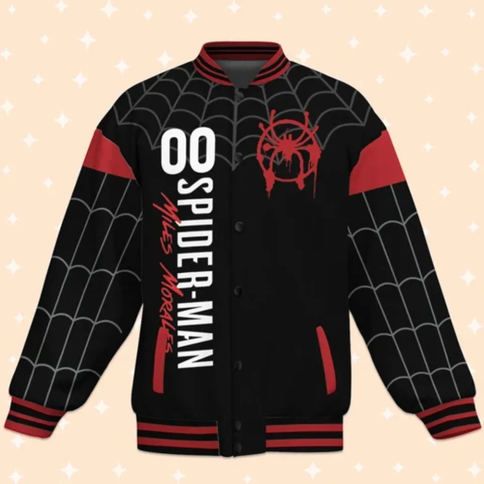 Custom Spiderman Miles Morales Suit Baseball Jacket, Adult Varsity Jacket