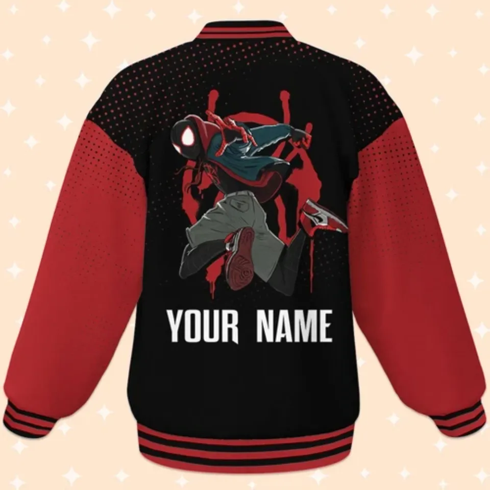 Custom Spiderman Miles Morales Cool Baseball Jacket, Baseball Outfit, Personalize