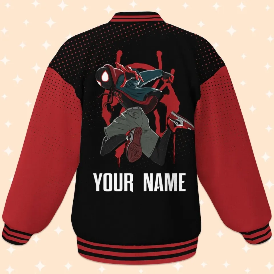 Custom Spiderman Miles Morales Cool Baseball Jacket, Baseball Outfit, Personalize