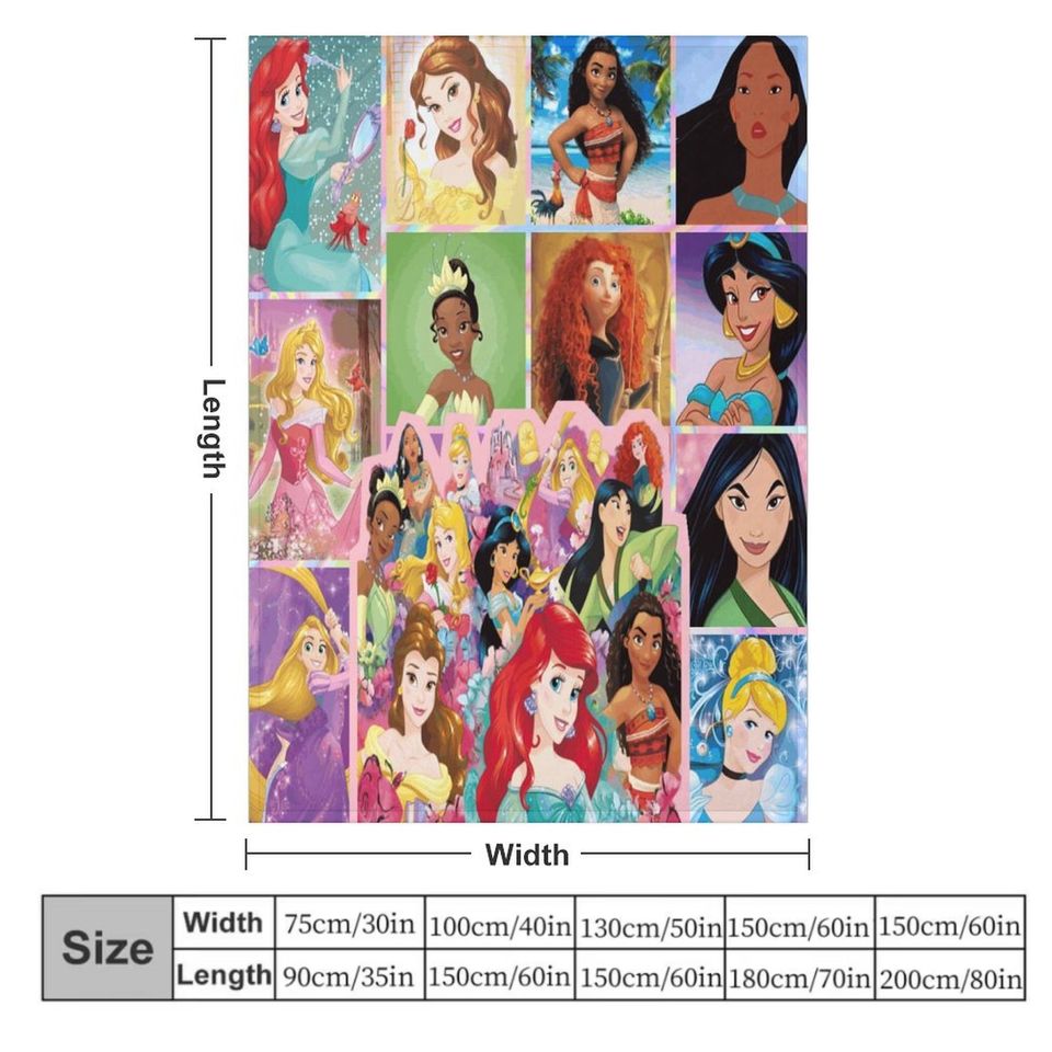 Customized Disney Princess Blanket Personalized Flannel Couch Nap Blanket