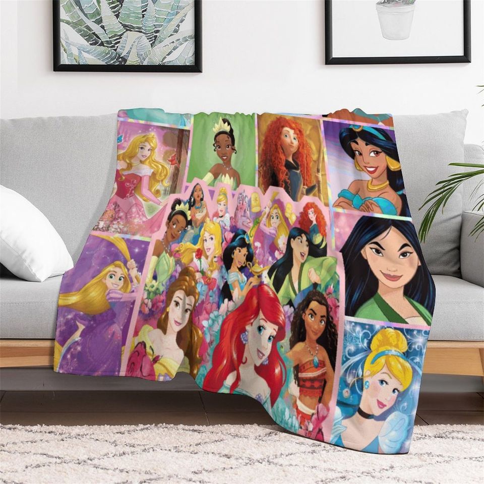 Customized Disney Princess Blanket Personalized Flannel Couch Nap Blanket