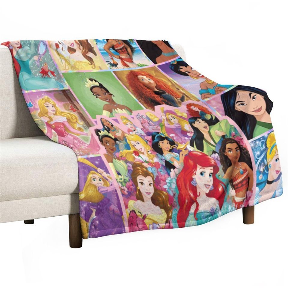 Customized Disney Princess Blanket Personalized Flannel Couch Nap Blanket