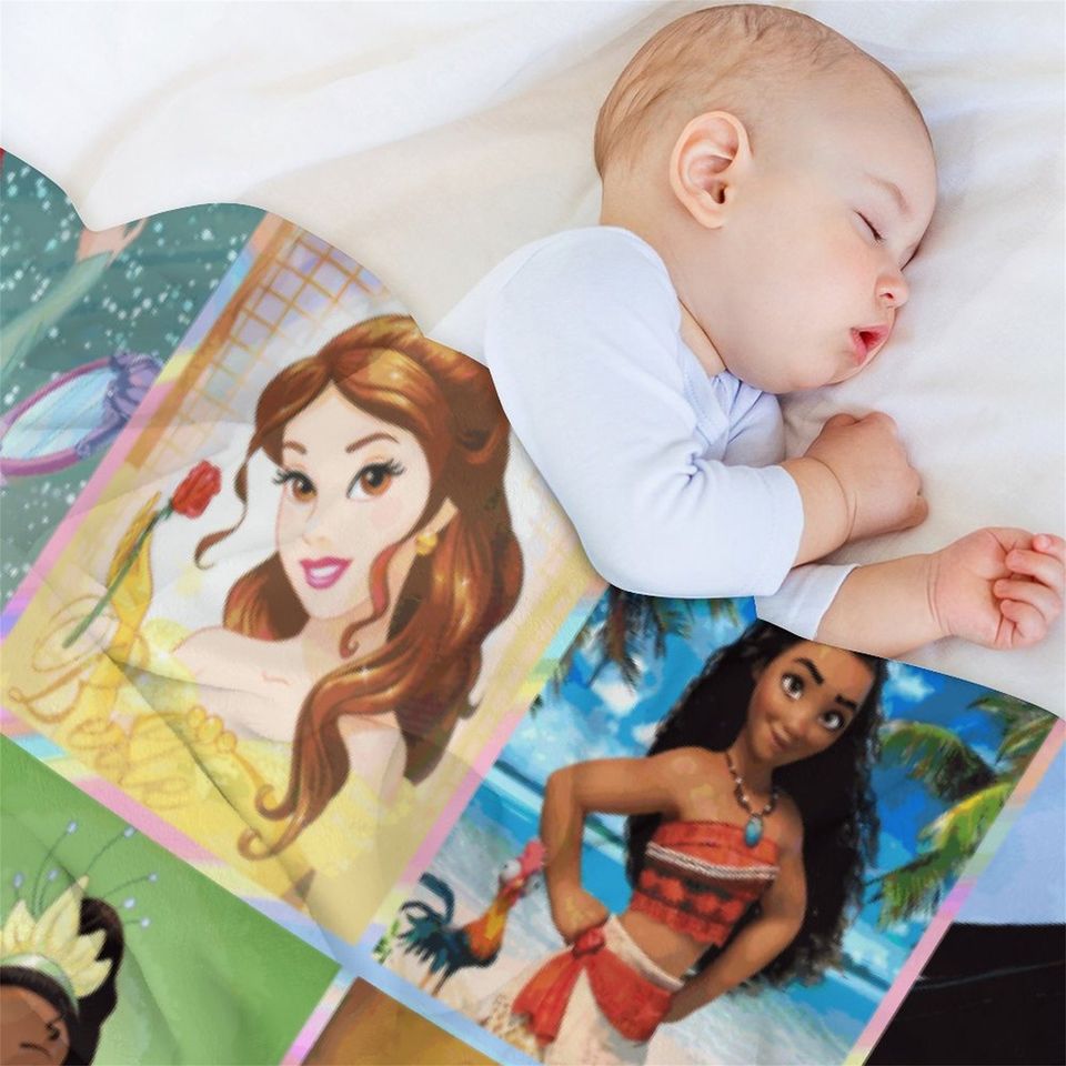 Customized Disney Princess Blanket Personalized Flannel Couch Nap Blanket