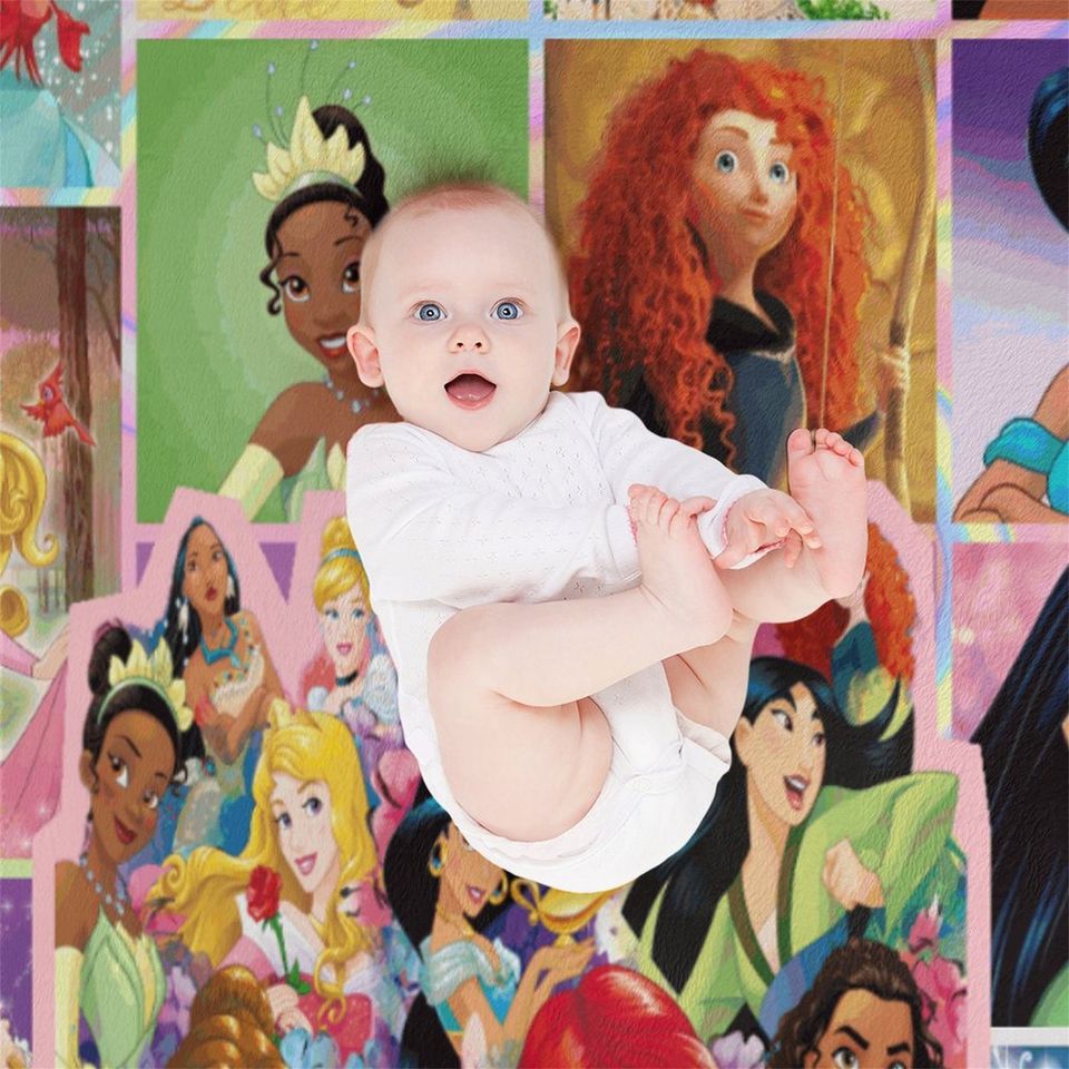 Customized Disney Princess Blanket Personalized Flannel Couch Nap Blanket