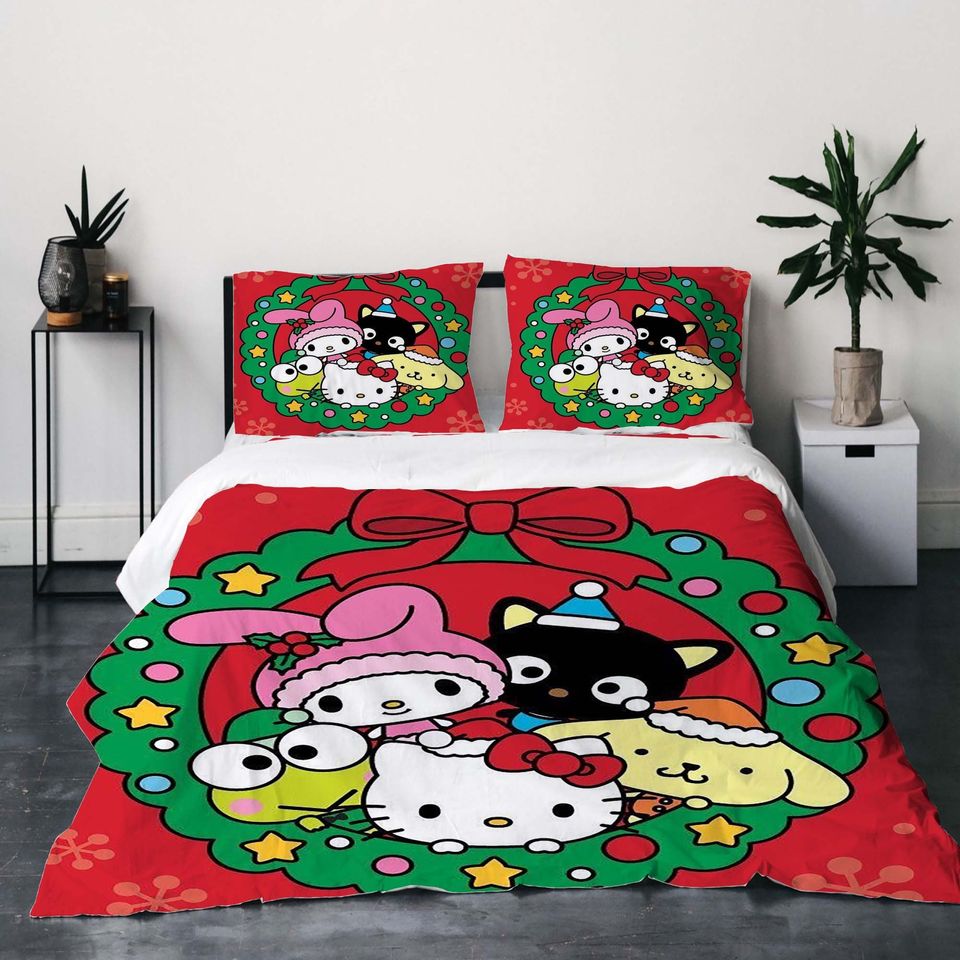 Christmas My Melody Kuromi Bedding Set, Home Decor