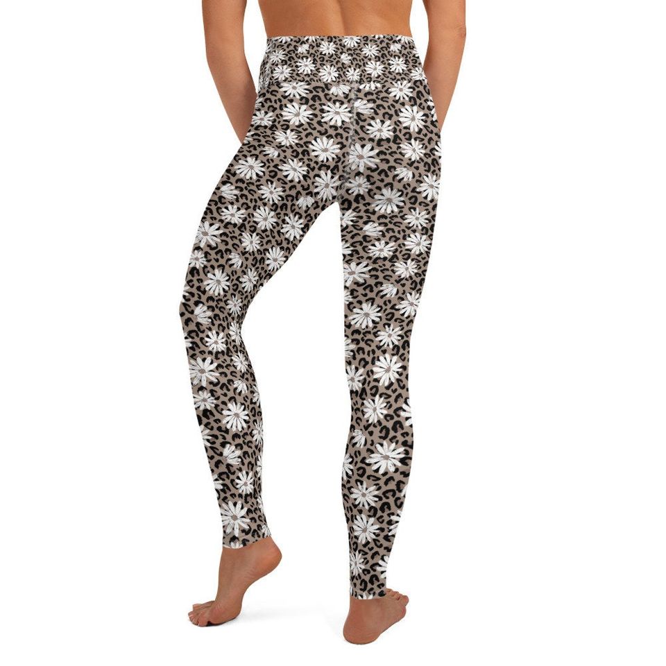 Leopard and Daisies Yoga Leggings