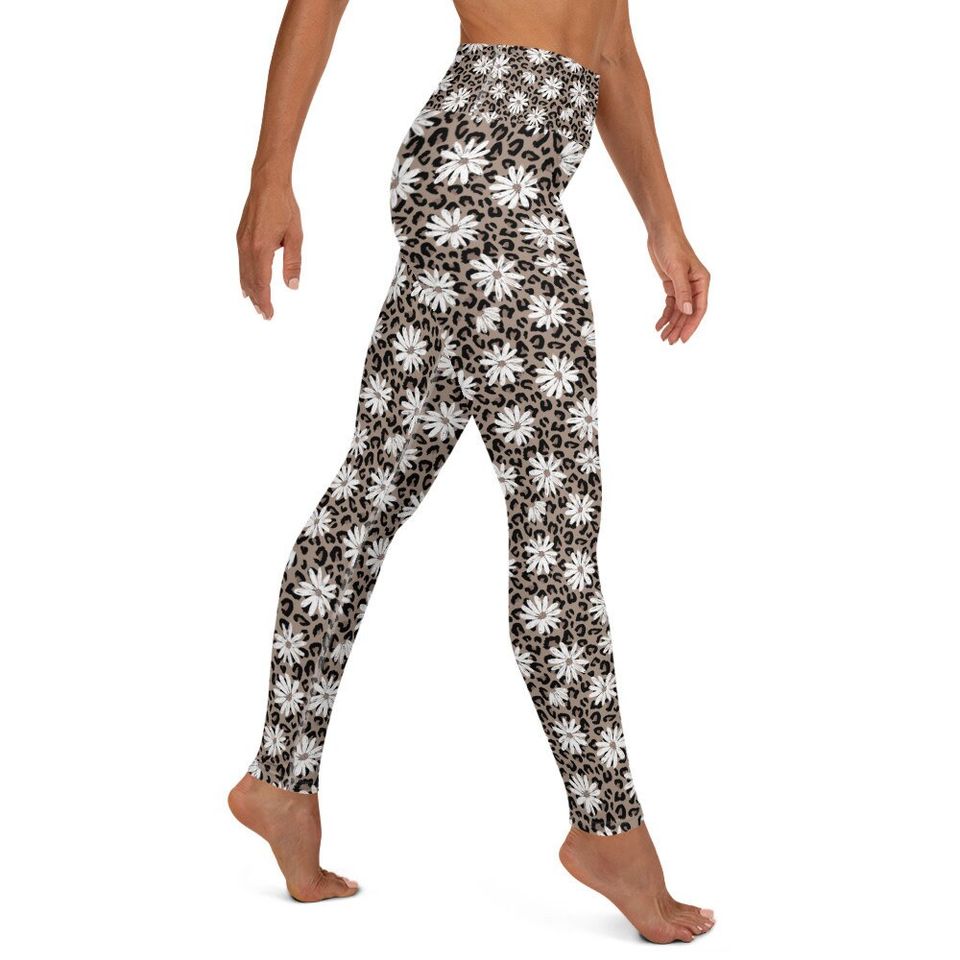 Leopard and Daisies Yoga Leggings