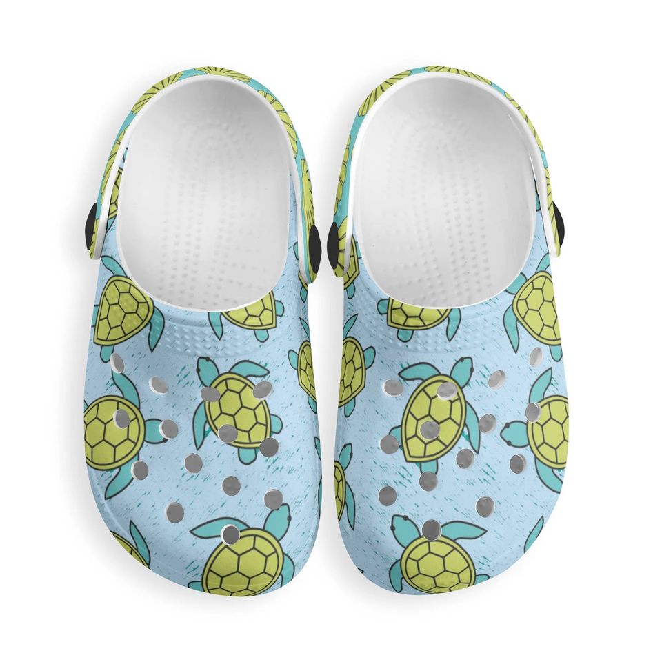All Over Print Sea Turtle Clogs, Sea Animal Shoes, Beach Sandals, Cute Clog