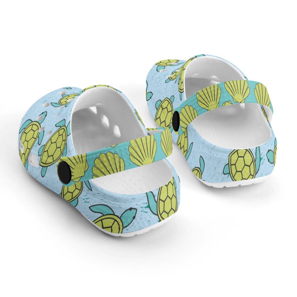 All Over Print Sea Turtle Clogs, Sea Animal Shoes, Beach Sandals, Cute Clog