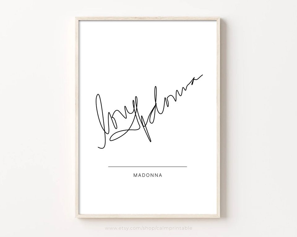 Madonna Autograph Print, Printable Wall Art