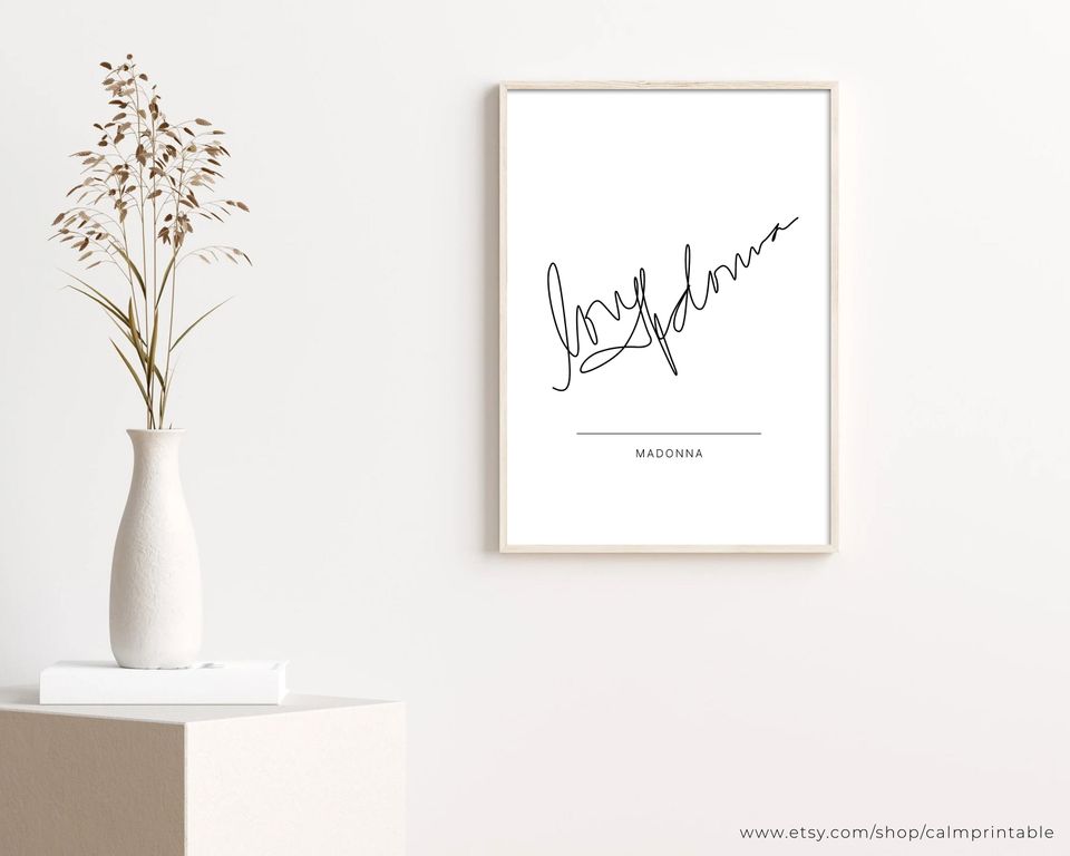 Madonna Autograph Print, Printable Wall Art