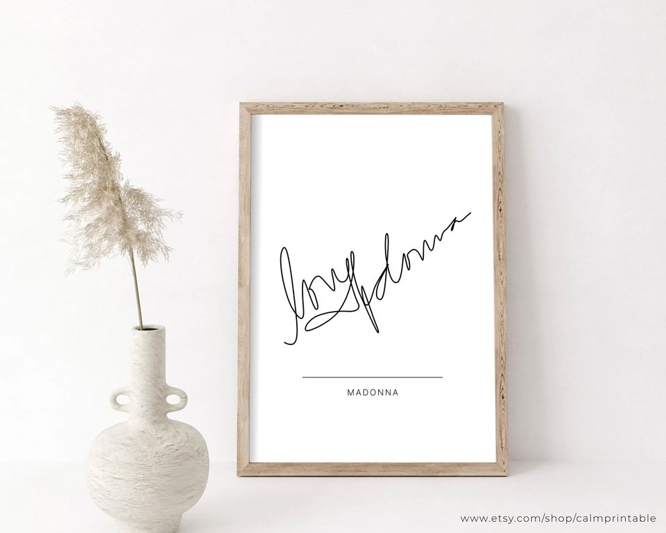 Madonna Autograph Print, Printable Wall Art