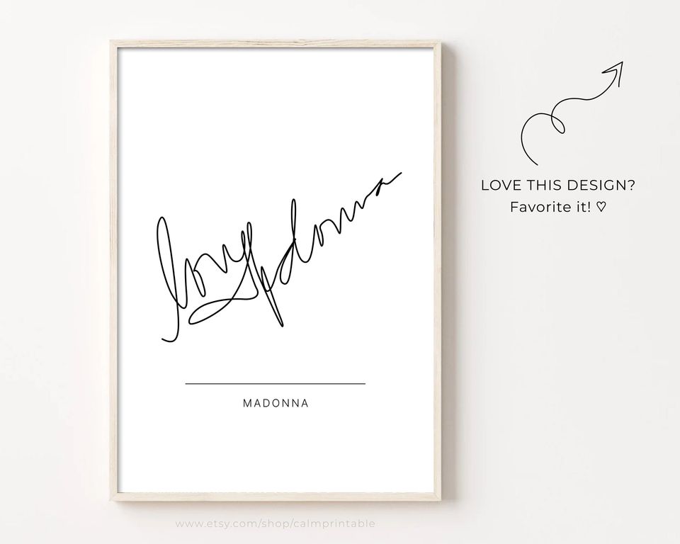 Madonna Autograph Print, Printable Wall Art