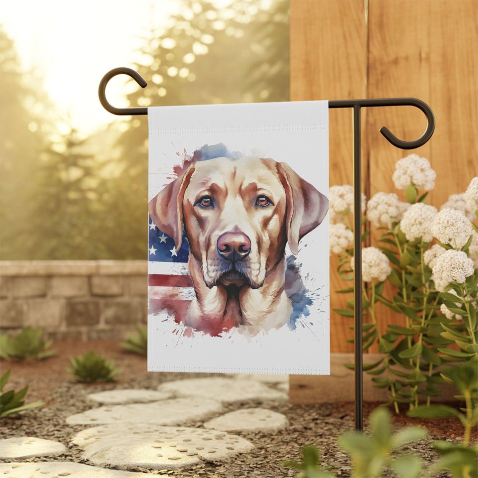 Patriotic Yellow Lab July 4th Memorial Day Garden
