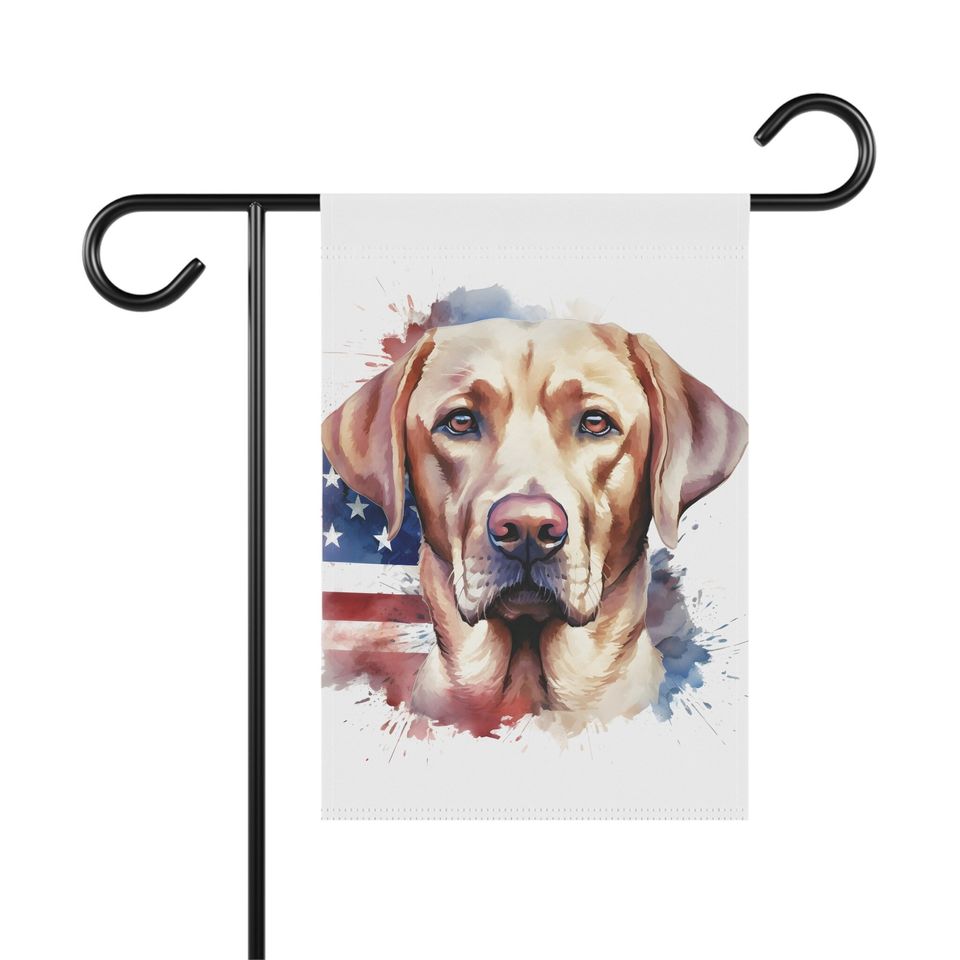 Patriotic Yellow Lab July 4th Memorial Day Garden