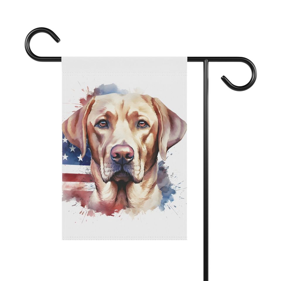 Patriotic Yellow Lab July 4th Memorial Day Garden