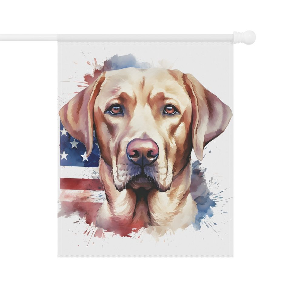Patriotic Yellow Lab July 4th Memorial Day Garden